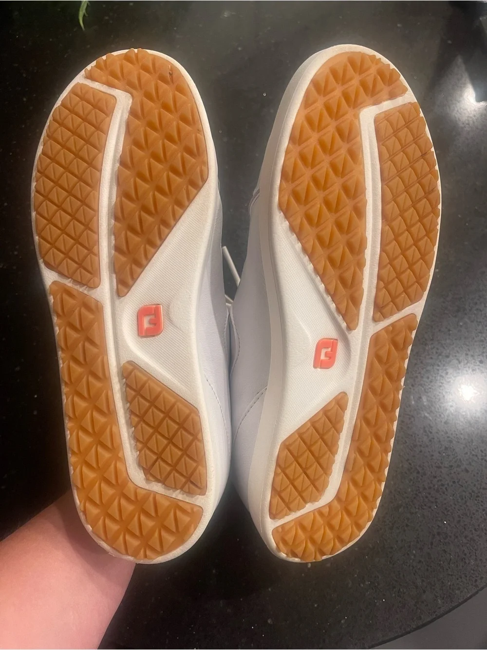 FootJoy White Leather Sneakers with Orange Insoles